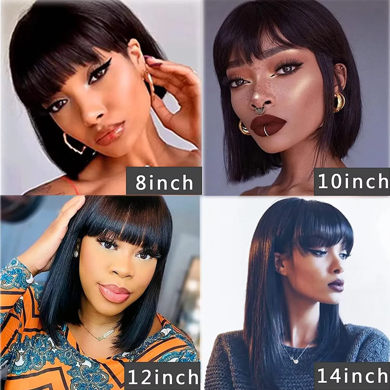 Cheveux brésiliens Bob perruque avec Bang droite Bob