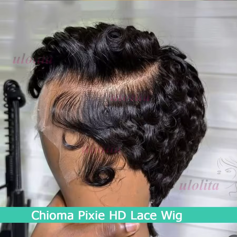 Chioma bouclés coupe lutin perruque 13X4 HD pleine frontale