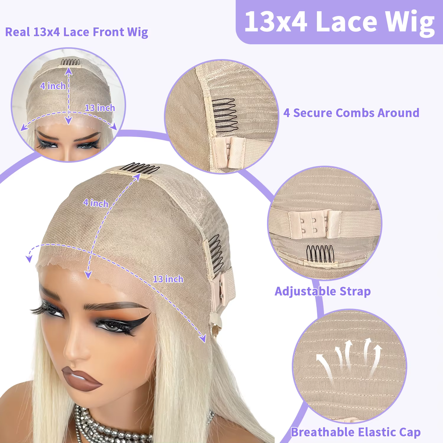 LUX VOGUE crème platine coupe émoussée Bob 100% perruque de cheveux humains perle finition brillante 13x4 mise à niveau