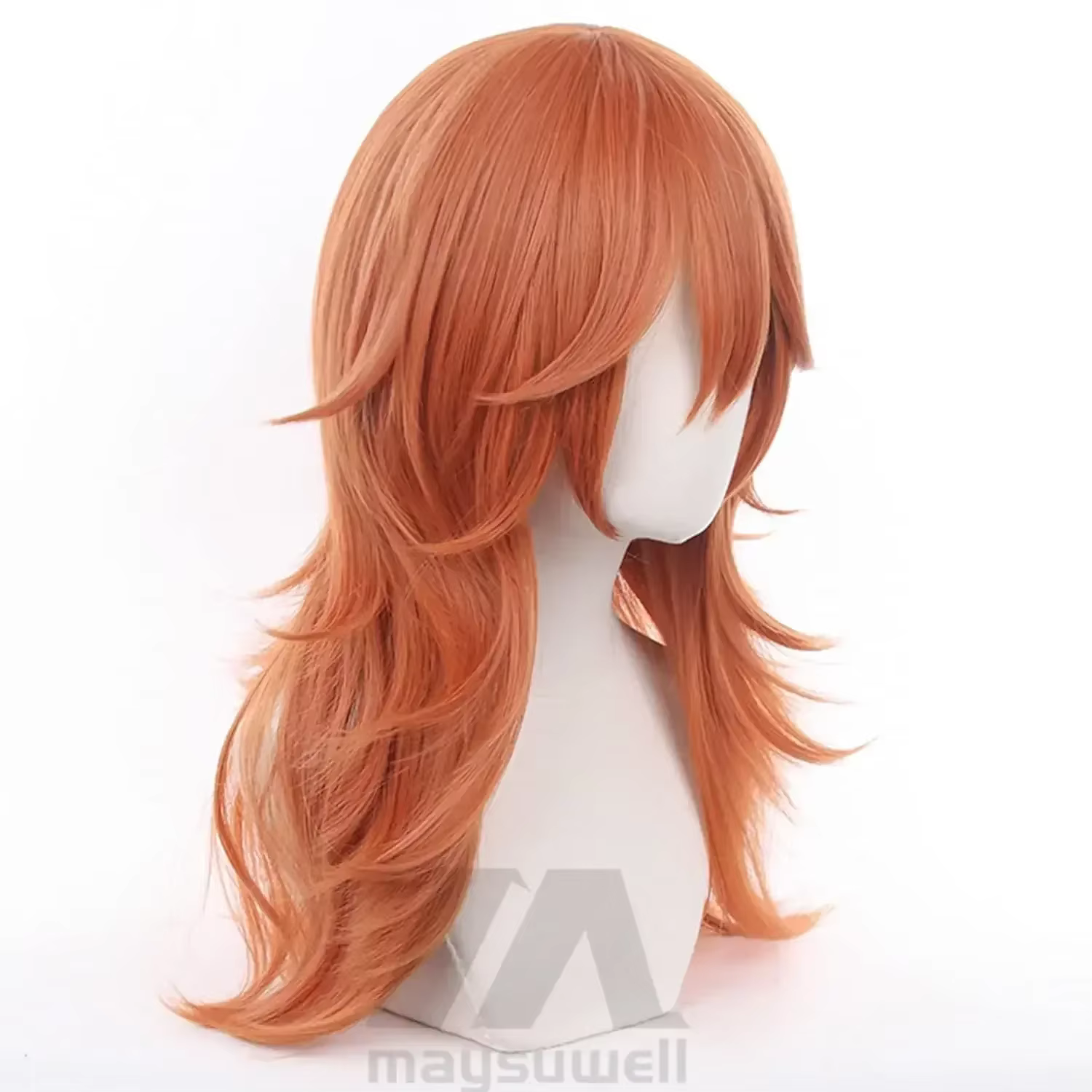 Ange diable pour tronçonneuse homme frange longue Orange marron Cosplay perruques Halloween Costume fête adulte cheveux perruque