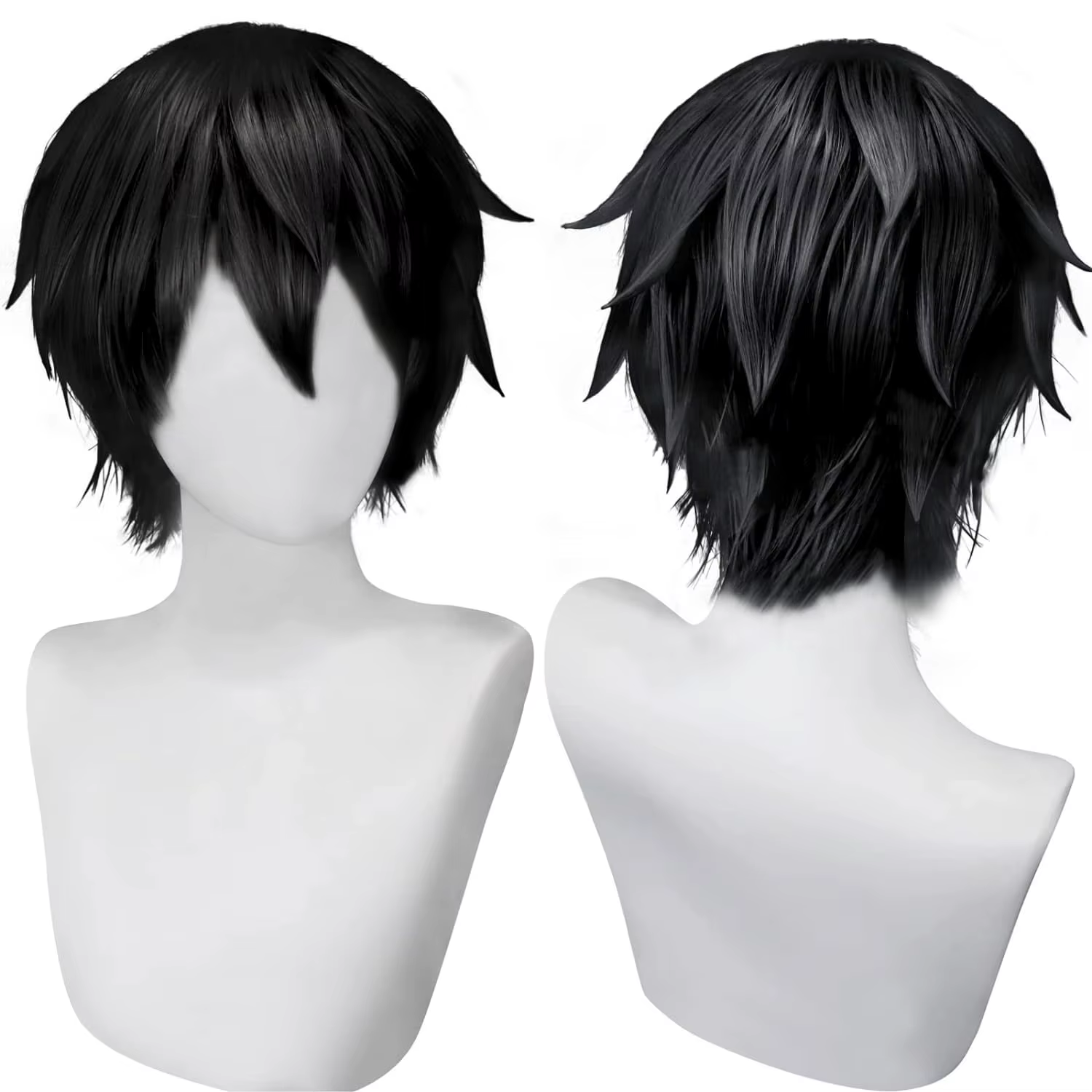 Perruque noire pour hommes et femmes