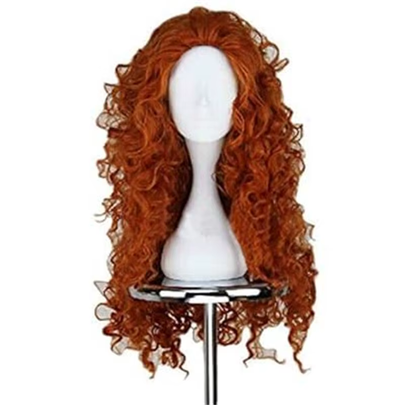 Perruque synthétique longue bouclée rouge marron