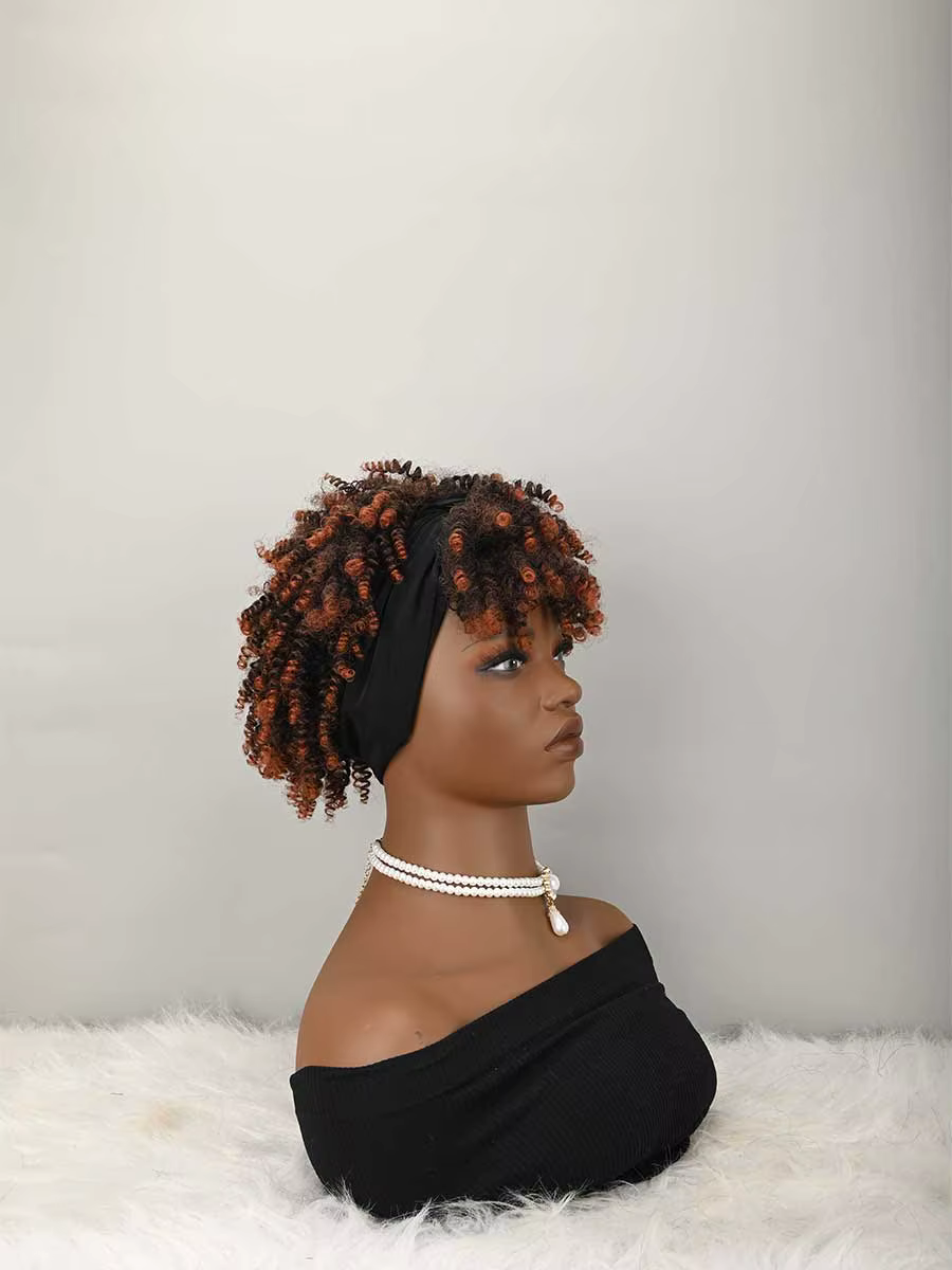 Perruque bandeau bouclée avec frange pour femme