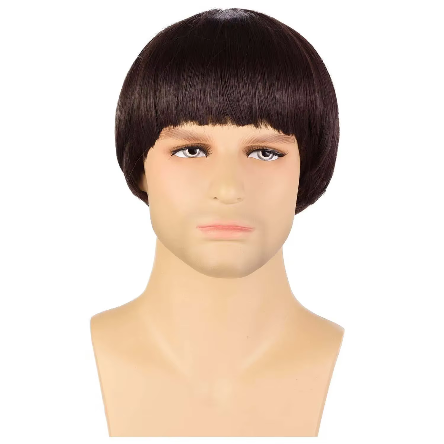 Perruque synthétique courte marron pour hommes