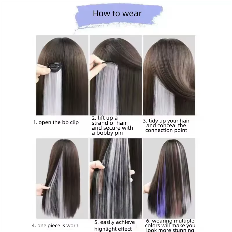 LUPU pinces à cheveux Extensions de cheveux perruque synthétique longue droite dégradé couleur pince-in morceau de cheveux pinces à cheveux pour cheveux pour tenue de femme