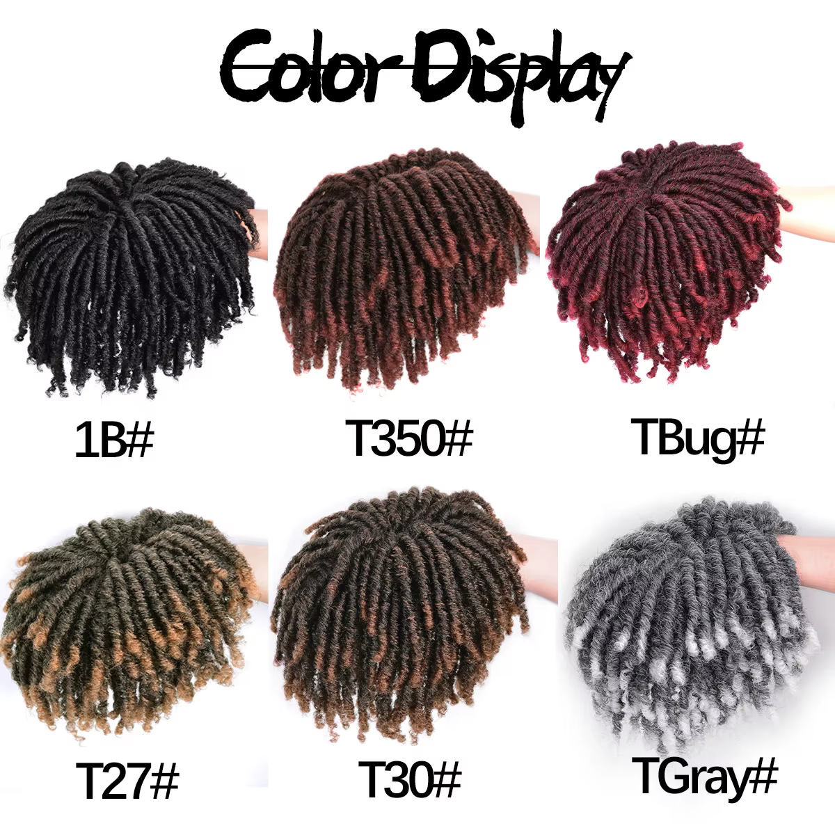 Dreadlock court demi perruques Clips synthétiques dans les cheveux Extension de toupet Afro