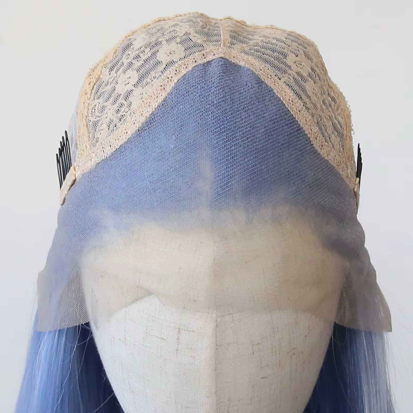 Perruque Lace Front Wig synthétique bleu bébé 26 pouces