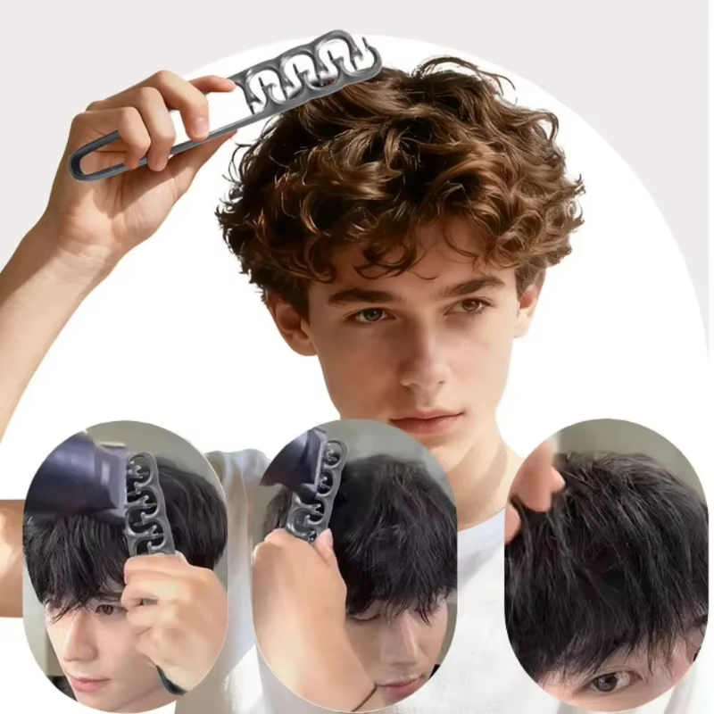 Kit d'outils de coiffure pour cheveux bouclés homme et femme : Peigne texturant volumateur et pince volumatrice pour