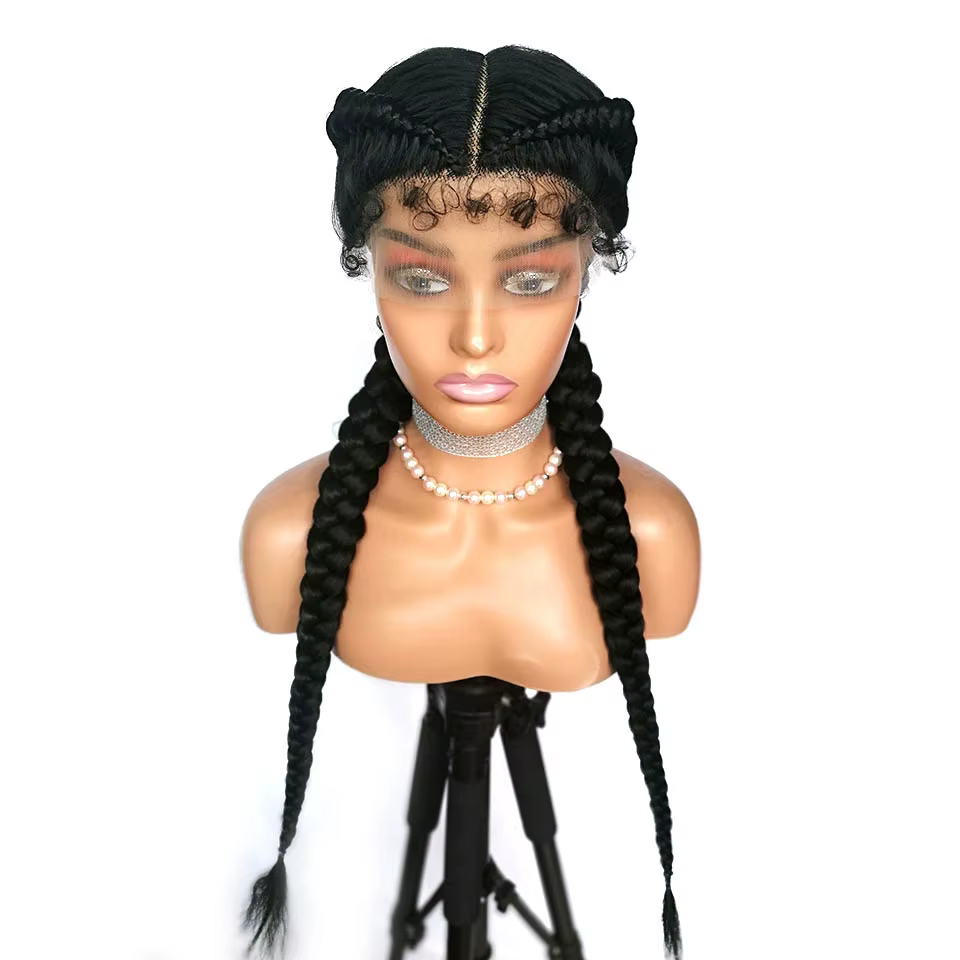 Perruque tressée 360 Lace avec cornrows et baby hair