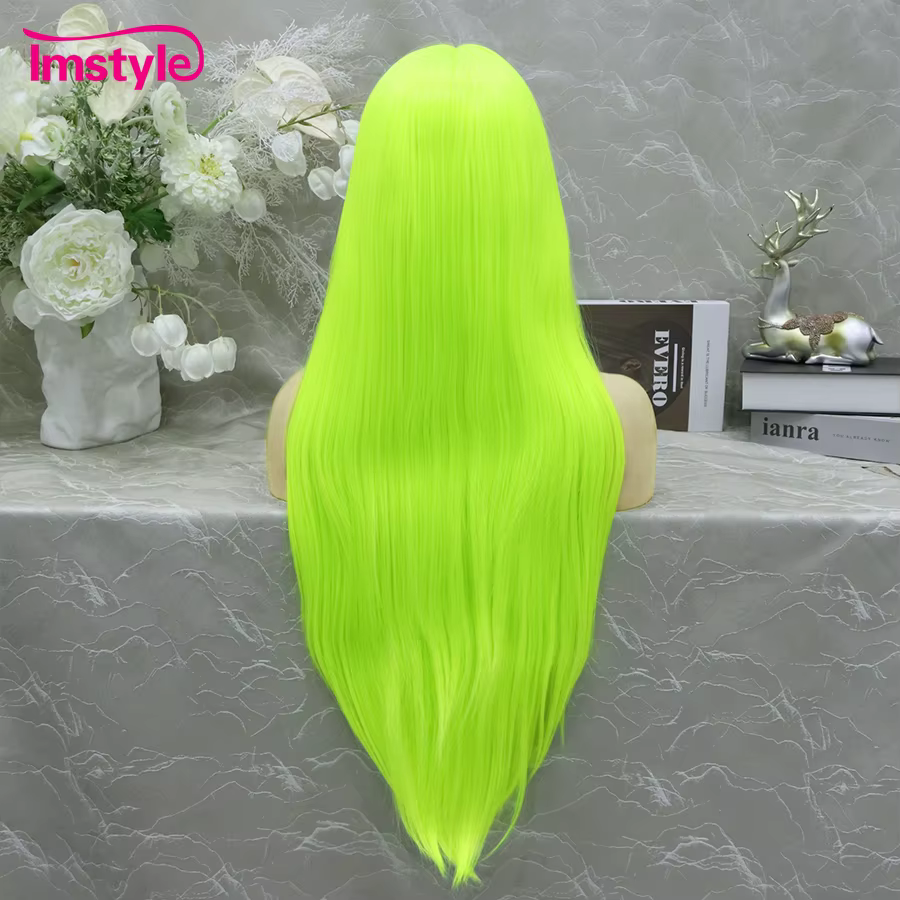 Imstyle – perruque longue verte fluorescente