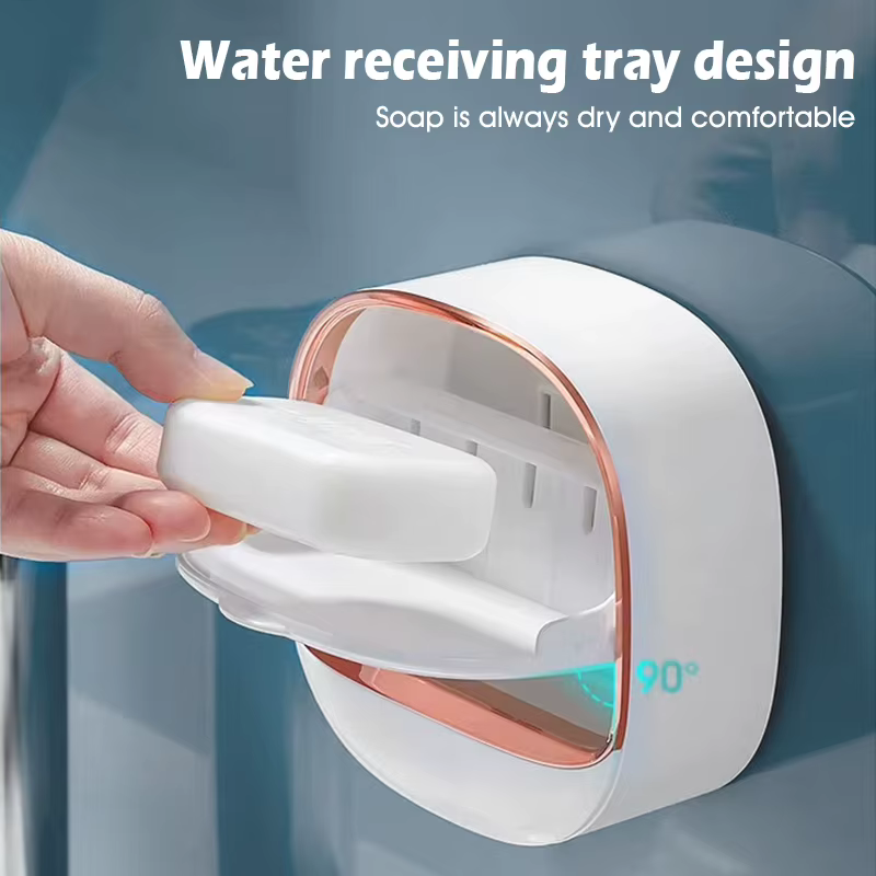 Porte-savon avec plateau de drainage, support de douche mural, garde les barres sèches, porte-savon étanche rabattable qui nécessite aucune perçage