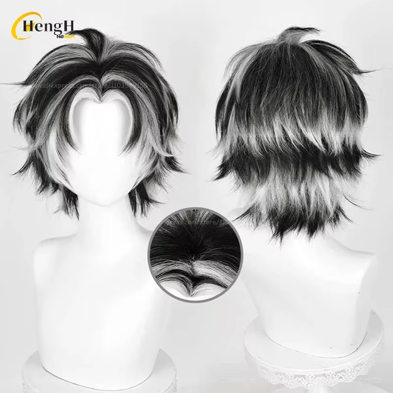 Anime Kotarou Bokuto synthétique 2 Styles Cosplay perruque courte 38 cm couleur mixte perruques résistant à la chaleur