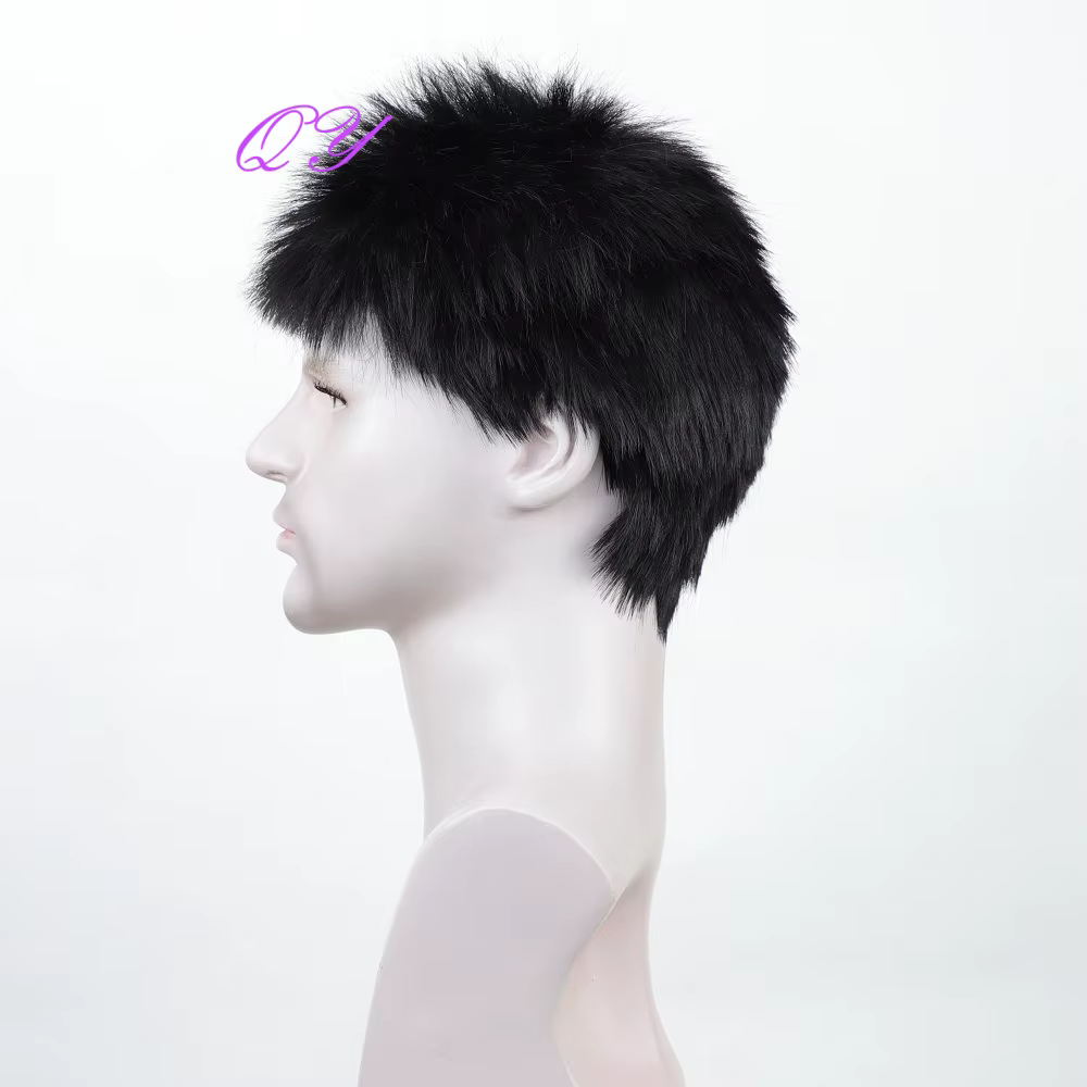 Perruque synthétique courte de 2 pouces pour hommes