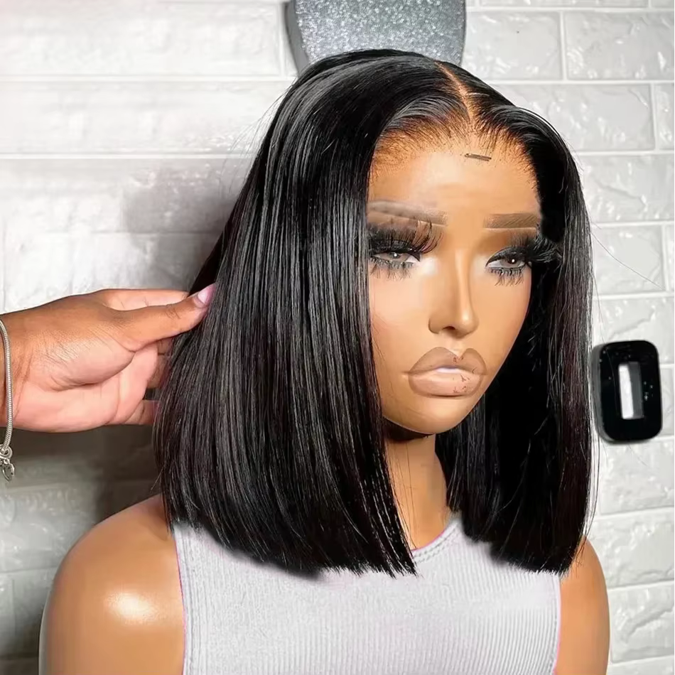 13x4 perruques sans colle cheveux humains prêt à porter perruque courte Bob porter et aller perruques sans colle droite dentelle avant perruque de cheveux humains pour les femmes