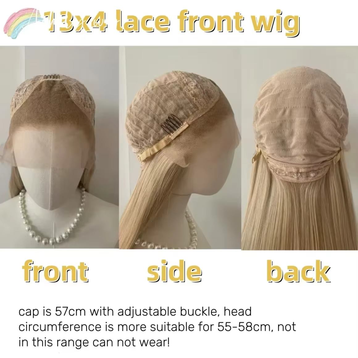 Perruque Lace Front Wig synthétique rose clair 13x4