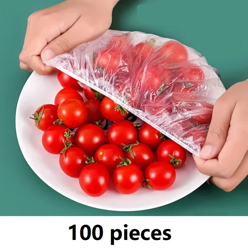 Couvercle jetable de conservation des aliments frais, 100 pièces, couvercles de stockage des aliments en plastique, couvercles de bol réutilisables, couvercles extensibles, sac de couverture élastique