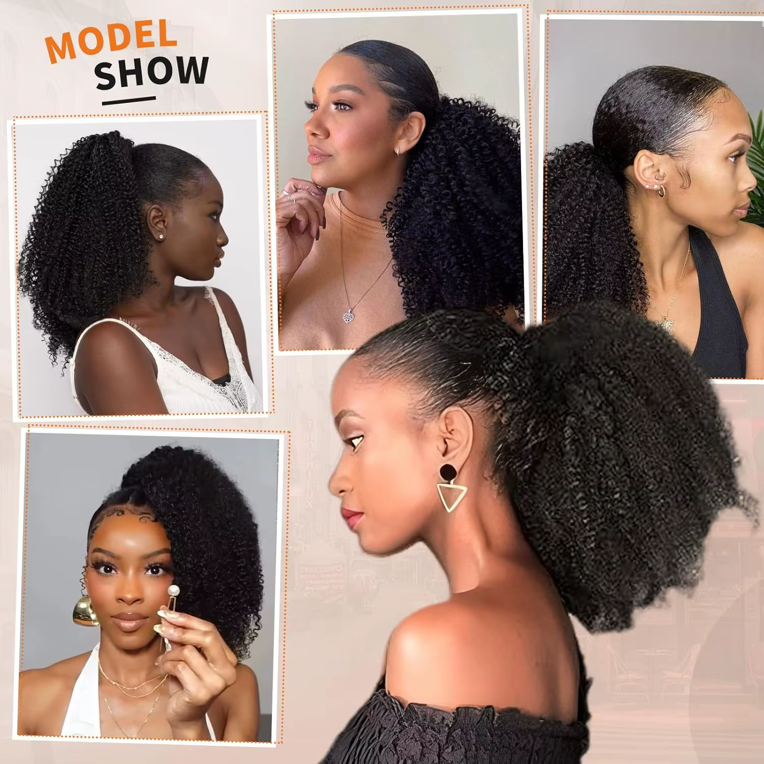 Extensions de cheveux humains crépus bouclés mongols 10-24 pouces pince queue de cheval Afro en cordon facile à porter