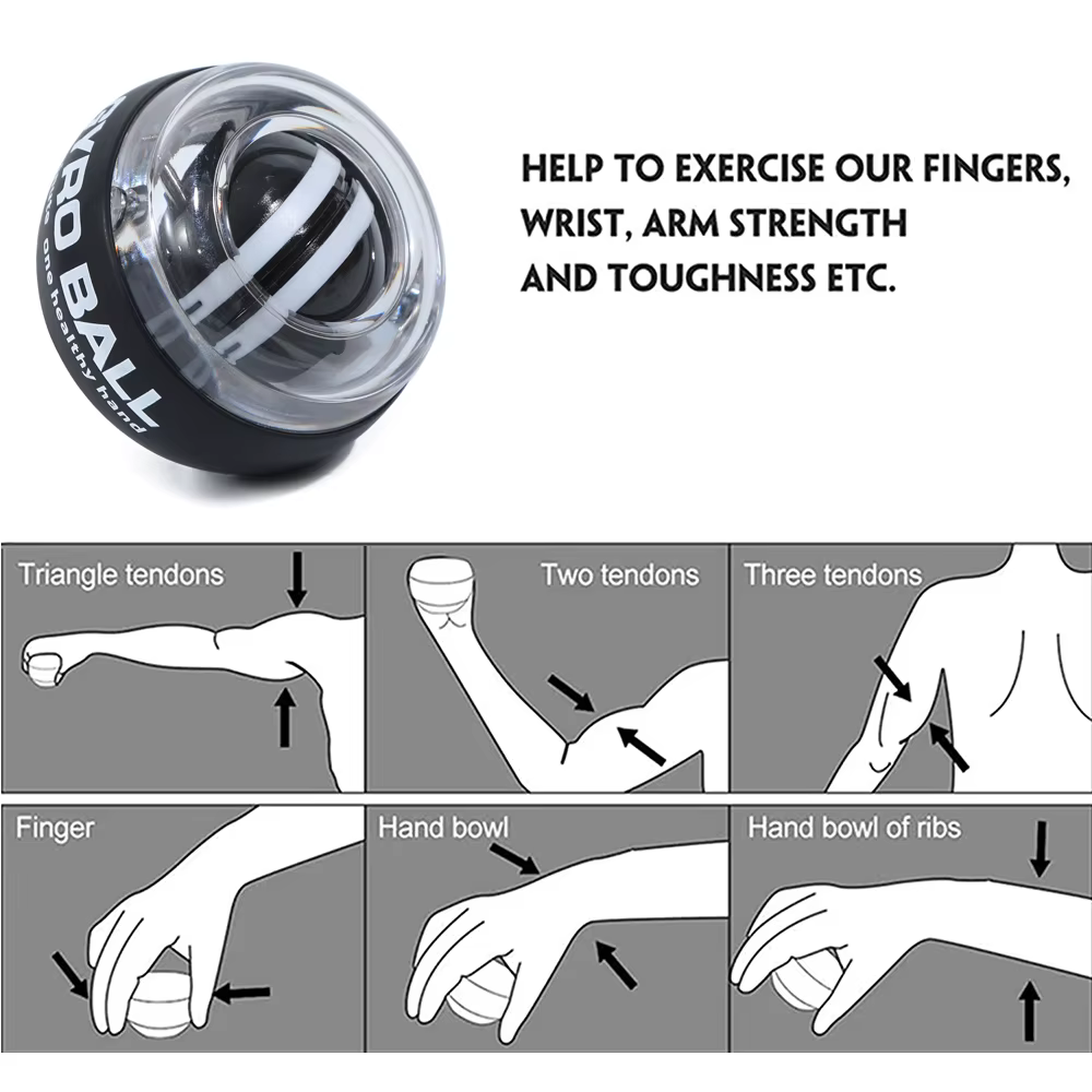 Entraîneur de puissance de boule gyroscopique de poignet à démarrage automatique, exercice d'avant-bras, dispositif de renforcement du poignet pour l'entraînement musculaire des bras et des doigts