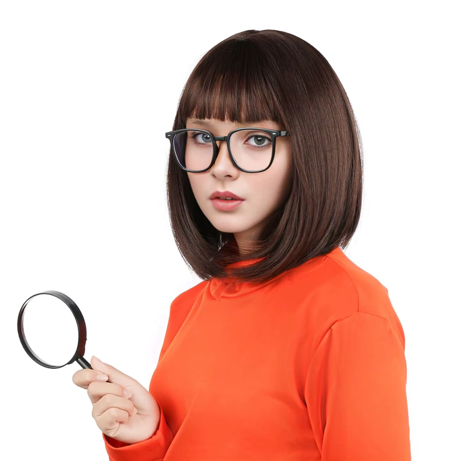 Perruque Bob Synthétique Courte avec Frange pour Femme