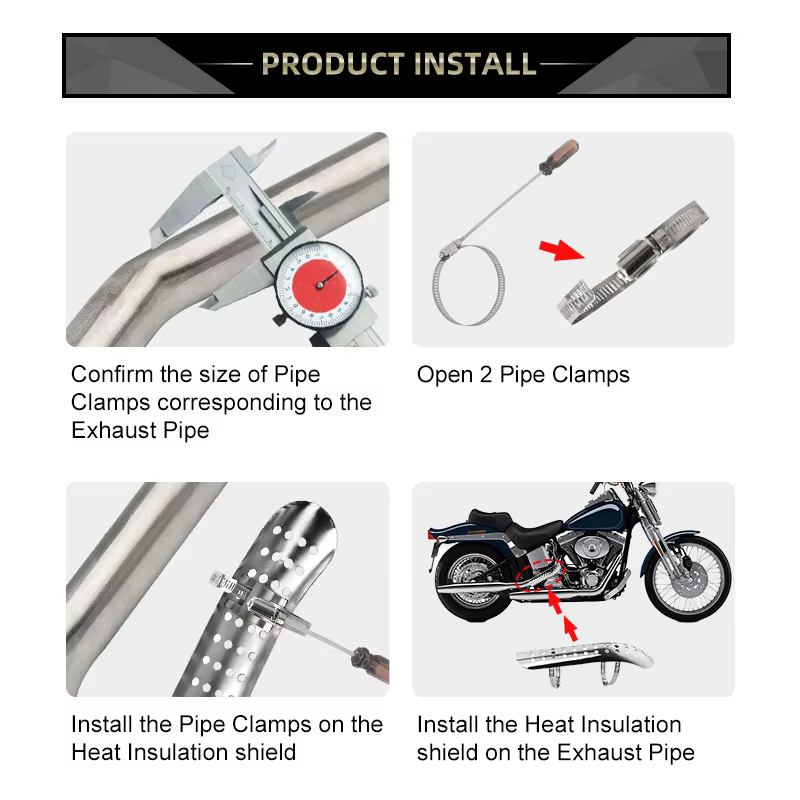 Silencieux d'échappement incurvé chromé avec couvercle de bouclier thermique, protection universelle pour vélos personnalisés, Choppers Cruisers