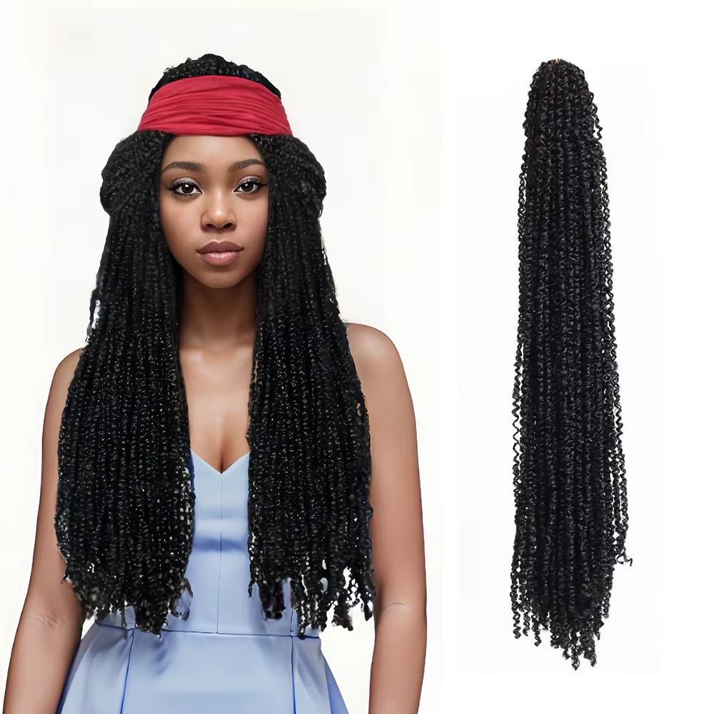 Extensions de cheveux synthétiques pré-bouclées pour tresses au crochet de 20 pouces