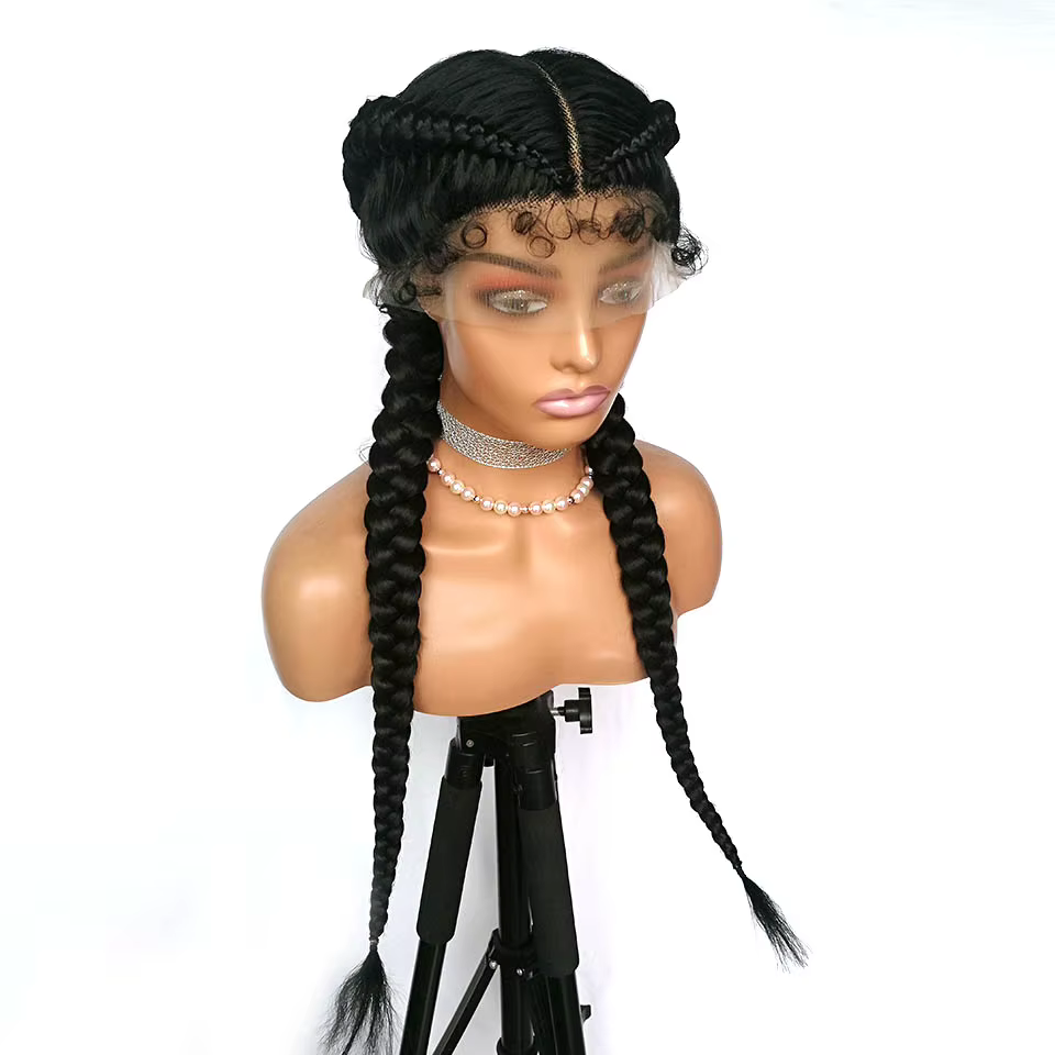 Perruque tressée 360 Lace avec cornrows et baby hair