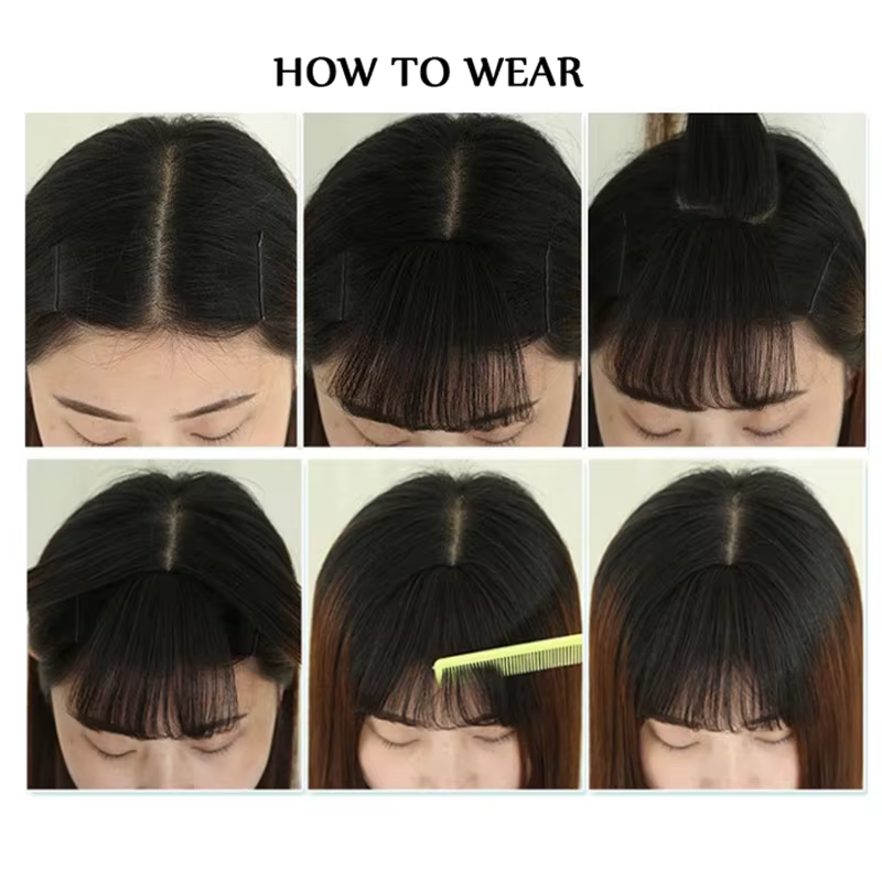 H & STAR synthétique 3D court Air cheveux frange avec pince dans les Extensions
