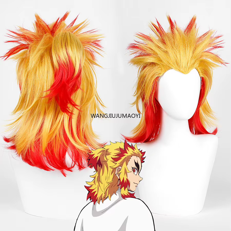 Perruque de Cosplay Demon Slayer Rengoku Kyoujurou