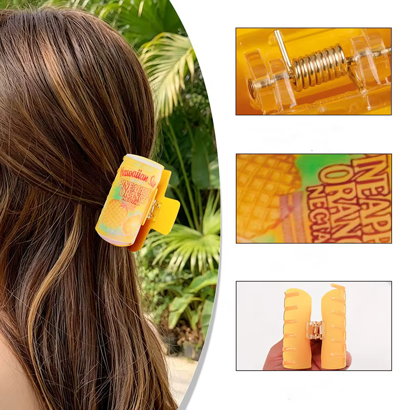 Pinces à cheveux amusantes et mignonnes en forme de canette de jus hawaïen