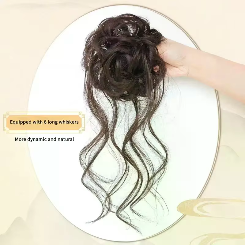 Chignon synthétique élégant et bouclé avec élastique, extension de cheveux volumineuse pour usage quotidien et occasions spéciales