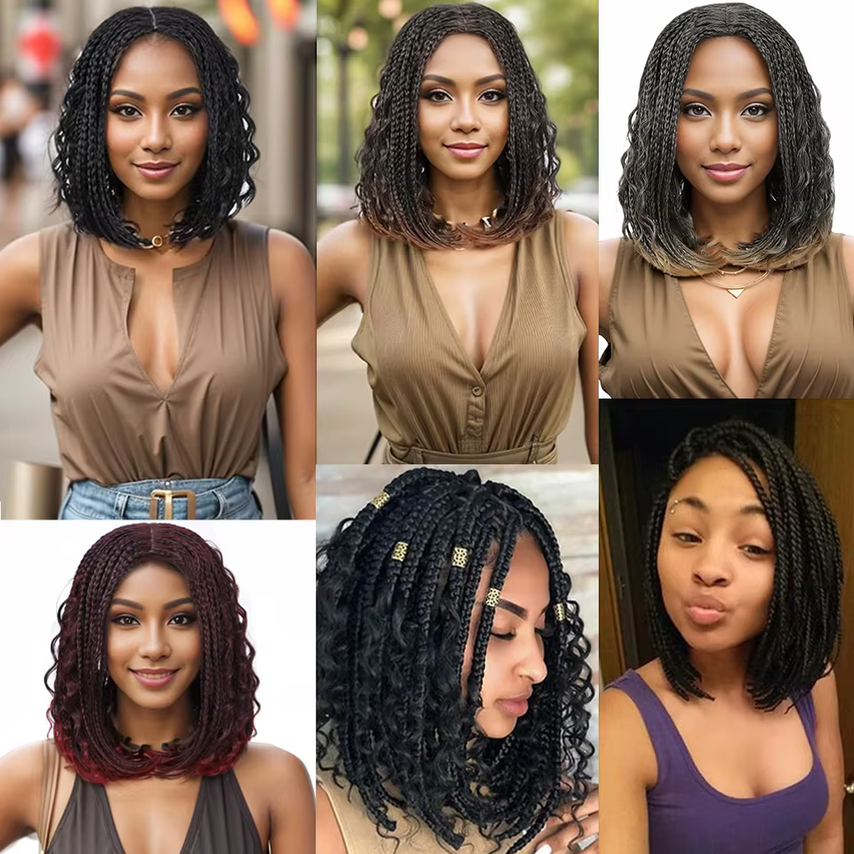 Nouveau Style Bob Box perruques tressées pour les femmes noires 12 pouces boîte tresses Crochet cheveux