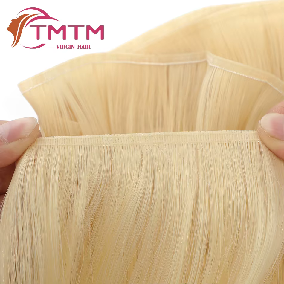 Extensions de cheveux humains vierges à trame plate à coudre