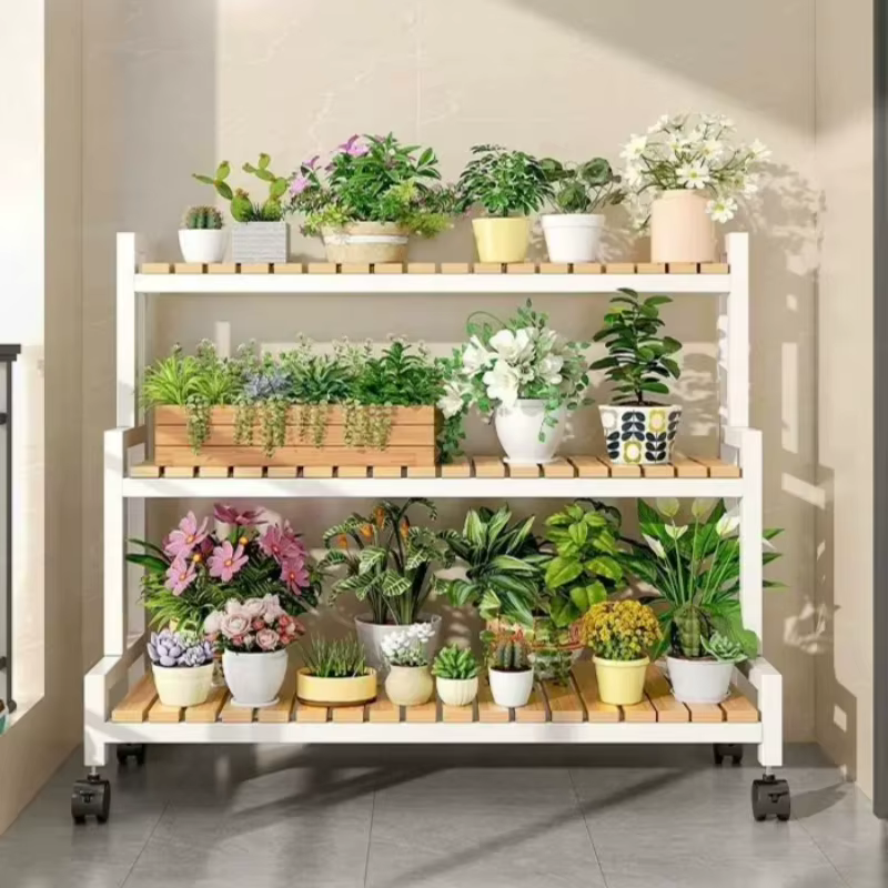 Étagère à plantes d'intérieur pour terrasse, rangement extérieur, support de pot de fleurs pour porche, étagère à plantes de style Mid-Century, étagère en forme d'échelle, mobilier de patio