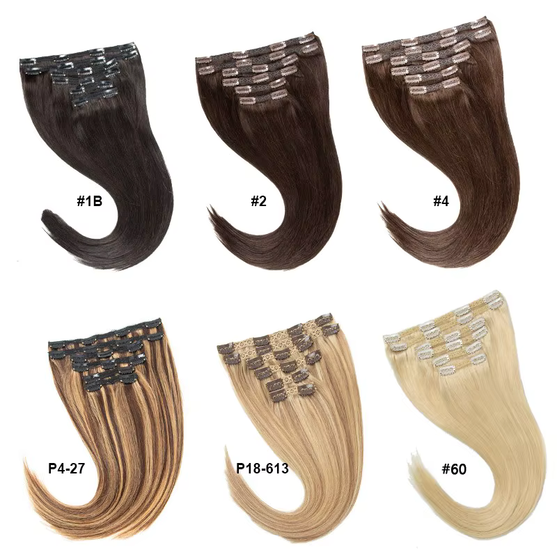 Extensions de Cheveux Humains à réinitialisation Brun Foncé