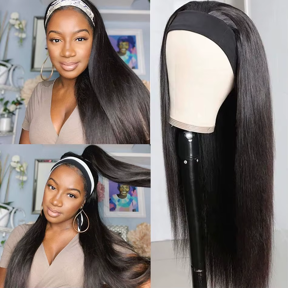 Perruque bandeau en cheveux humains ultra-lisses pour femmes