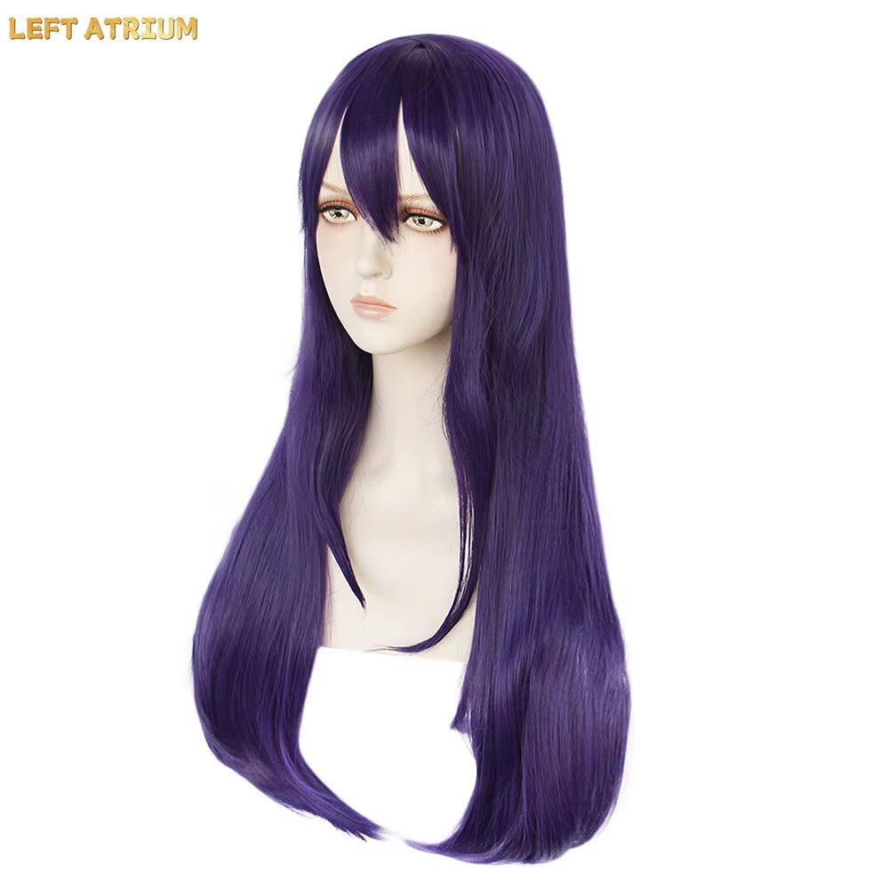 Perruque de Cosplay Yuri de Doki Doki Literature Club, perruque longue violette résistante à la chaleur, cheveux synthétiques, pour jeu de rôle, avec bonnet de perruque