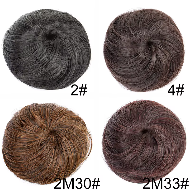 Extension capillaire synthétique courte et lisse avec Clip, postiche noire et brune pour femmes