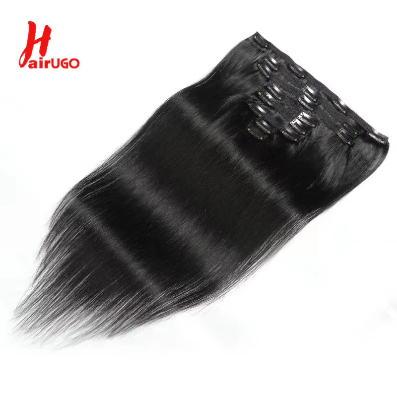 HairUGo – extensions de cheveux brésiliens naturels Non Remy lisses à clips