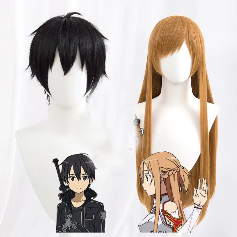 Perruque Cosplay Kirito Yuuki en Fiber de résistance à la chaleur