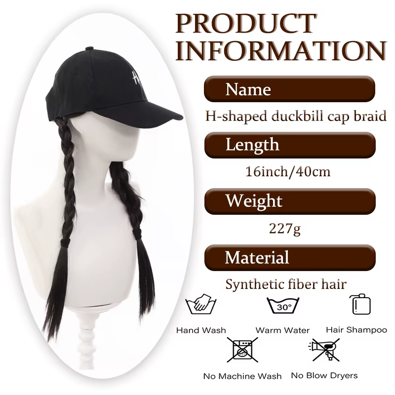 Casquette de baseball pour femme avec perruque intégrée