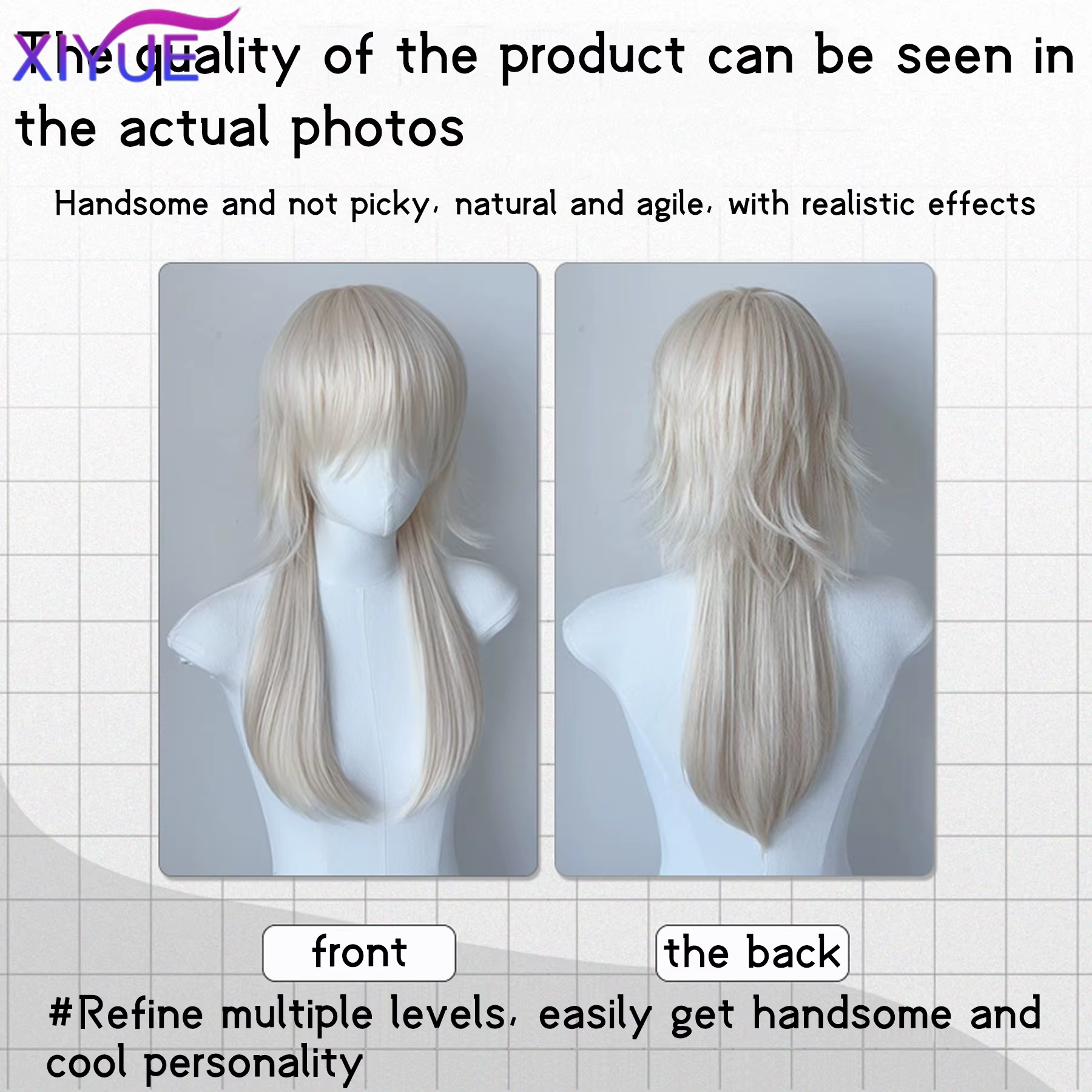 Perruque synthétique à tête de mulet Blonde