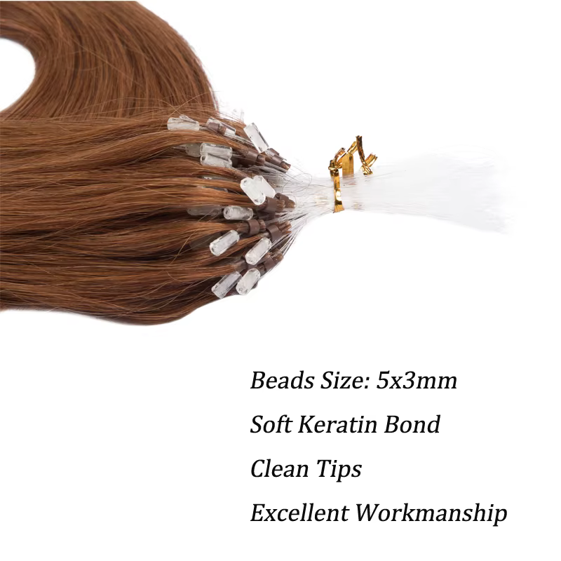 Extension de cheveux humains droits Micro boucle Extensions