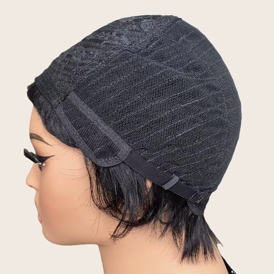 Perruque courte coupe pixie en cheveux humains