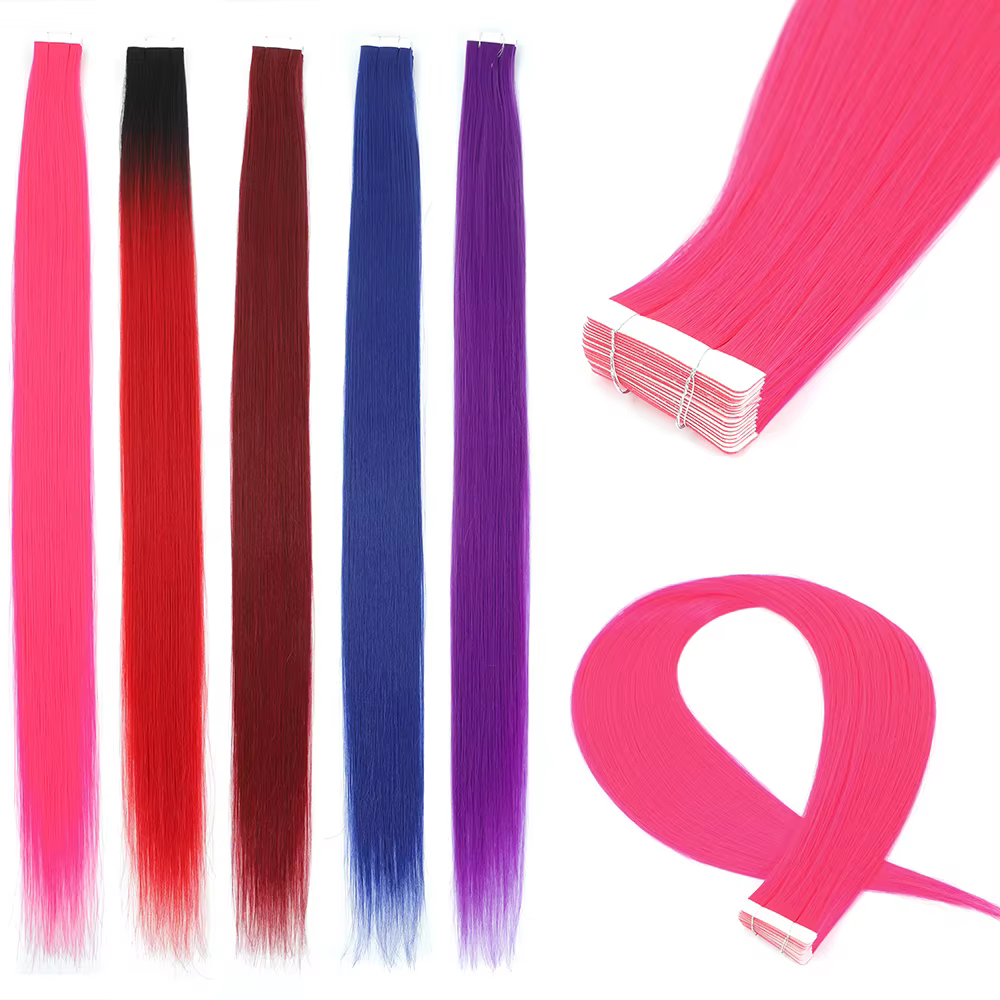 Fantaisie rose bande dans les Extensions de cheveux coloré synthétique