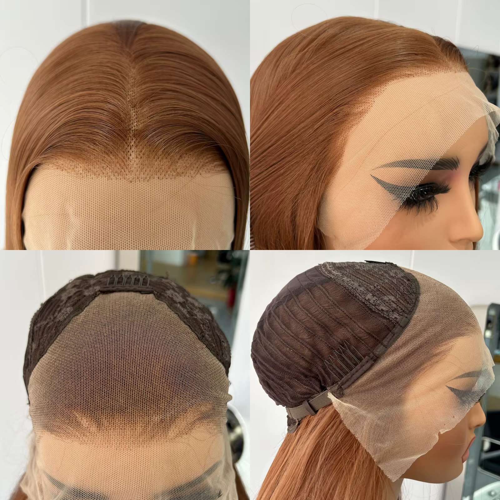 Perruque Synthétique Longue et Soyeuse de Couleur Brun Clair