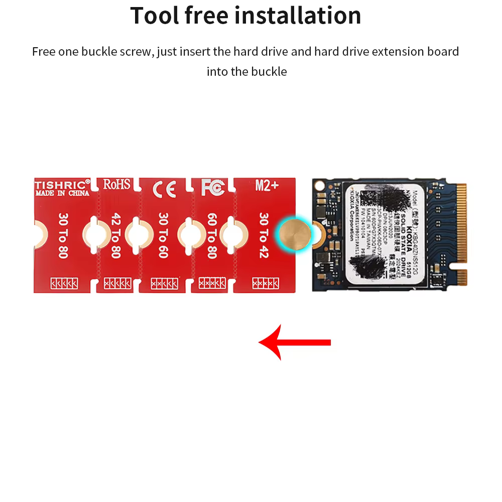 TISHRIC M.2 adaptateur d'extension SSD M2 disque SSD 2230 2242 2260 à 2280 support d'extension carte Riser transfert convertir