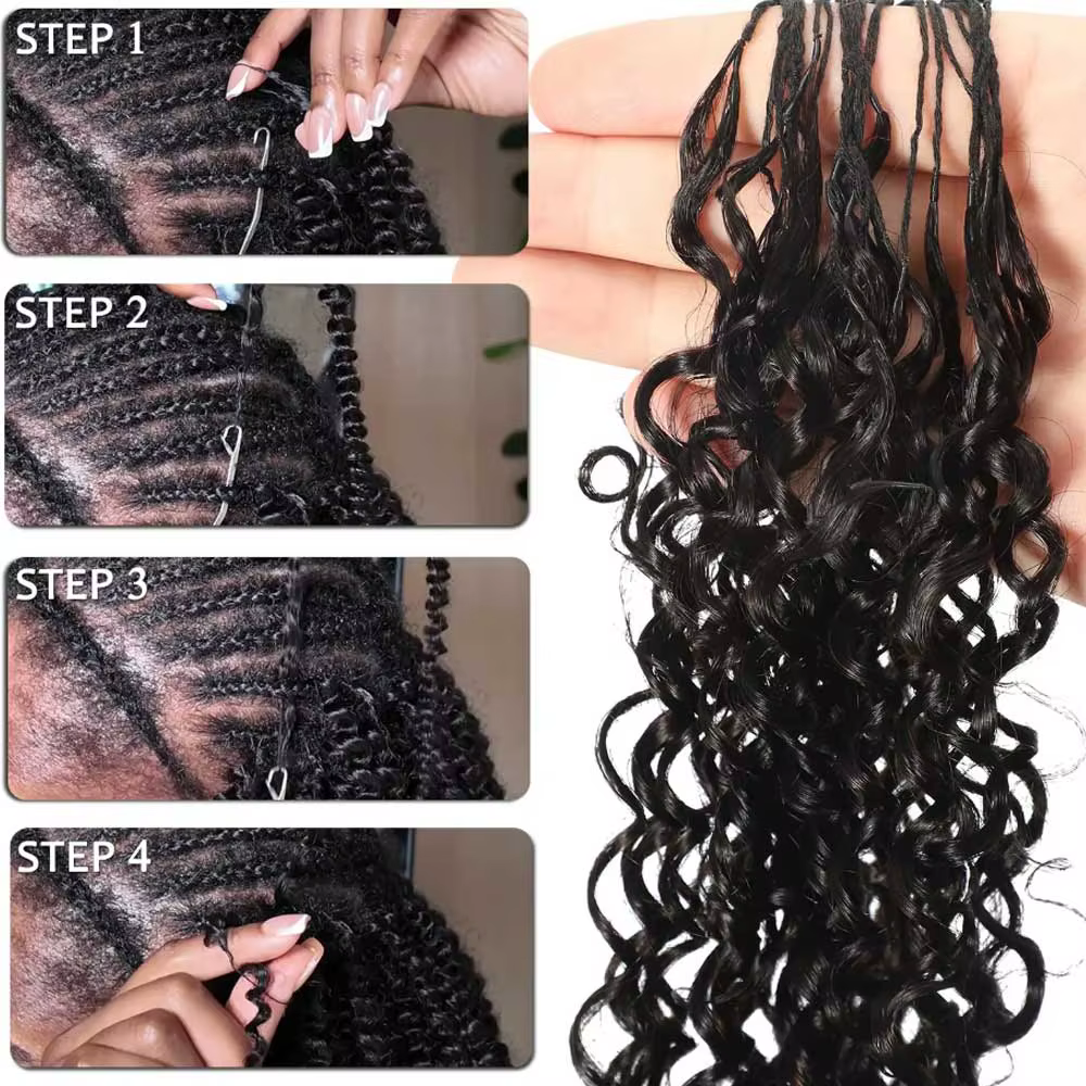 Miracle Knots Tresses Bohèmes au Crochet 100% Cheveux Humains Ondulés et Mouillés Effet Vague d'Eau en Vrac Extensions