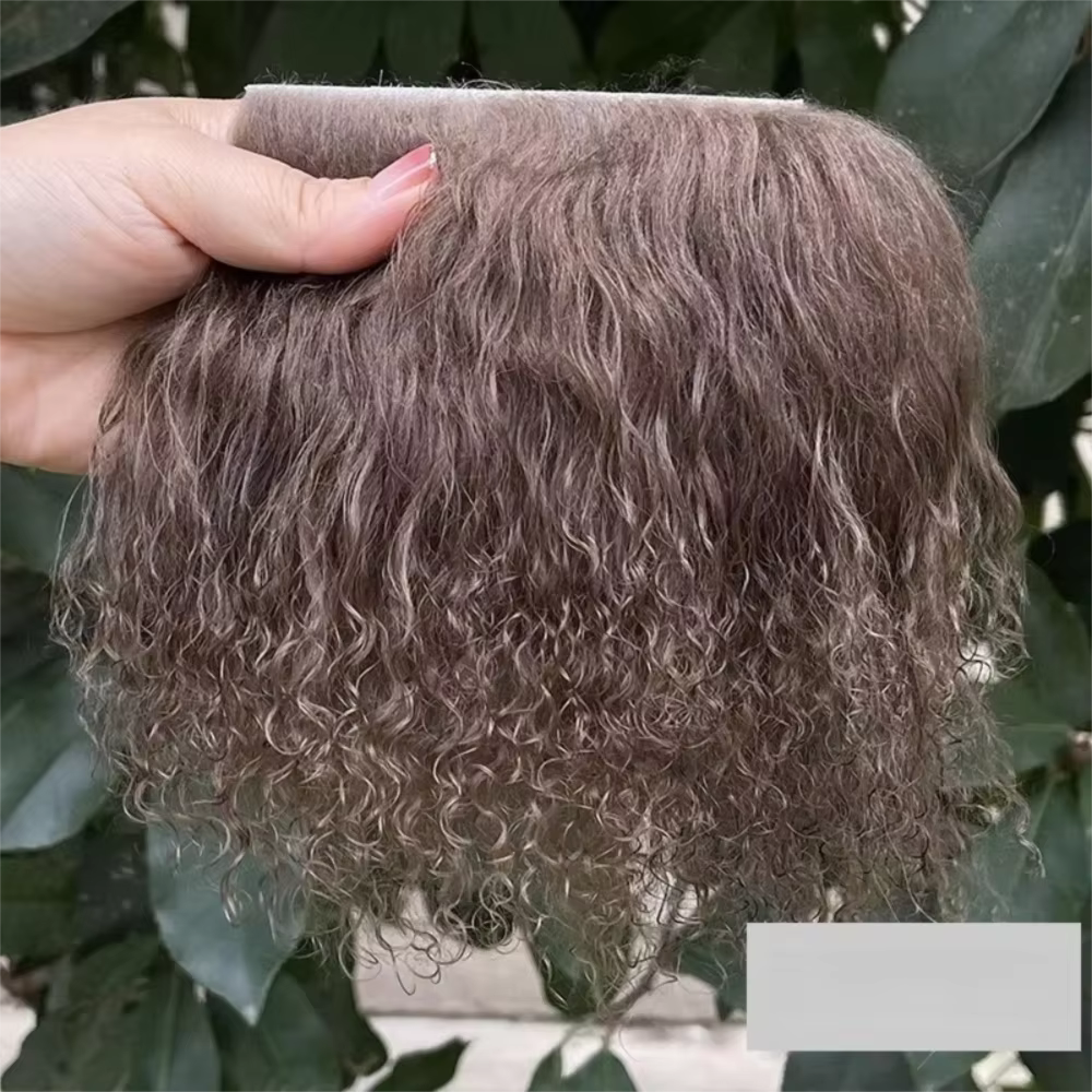 Mongolie fourrure peau de mouton laine Extensions rangée de cheveux bouclés Texture Extensions de cheveux bouclés Durable agneau fourrure peau poupée jouet accessoires