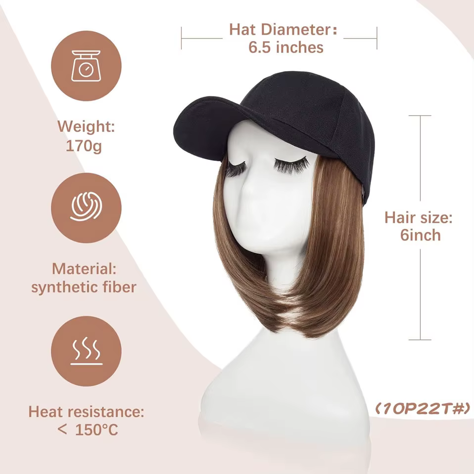 Casquette de Baseball avec Extensions de cheveux pour femmes