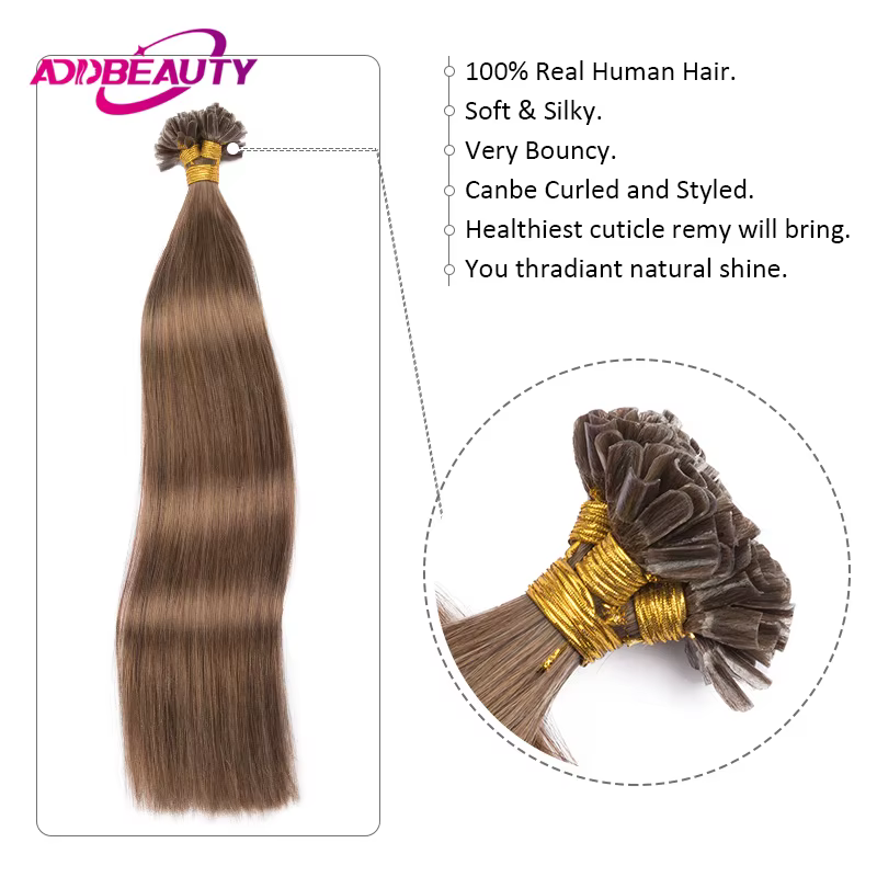 U pointe pointe d'ongle Extension de cheveux cheveux humains droite Blonde UTip Extension de cheveux humains Fusion naturelle cheveux humains kératine Remy cheveux
